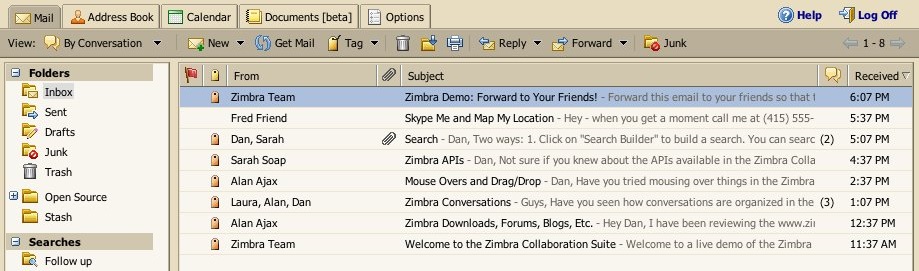 How an email inbox displays subject lines