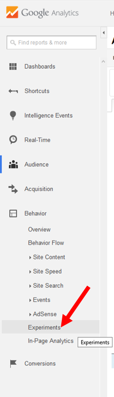 Experiments Tab Google Analytics